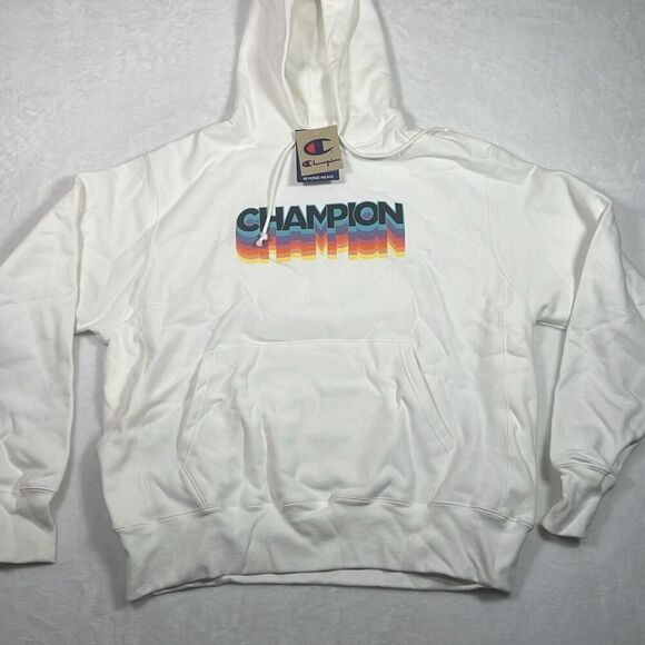 Champion graphic colorful print logo casual hoodie pullover‎ Men Large NWT - Picture 1 of 7